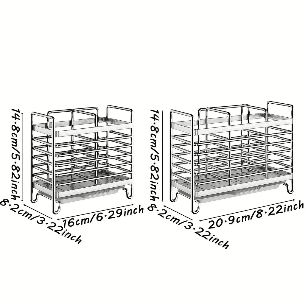 Porta Utensilios de Cocina Montado en Pared sin Taladrar. Organizador de Acero In Inoxidable que Ahorra Espacio para Cubiertos, Ideal para Espacios Pequeños.