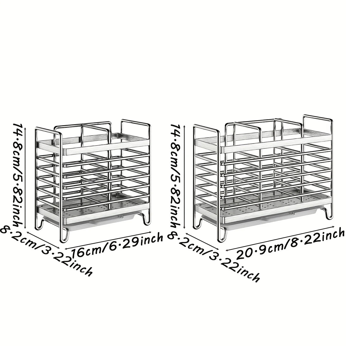 Porta Utensilios de Cocina Montado en Pared sin Taladrar. Organizador de Acero In Inoxidable que Ahorra Espacio para Cubiertos, Ideal para Espacios Pequeños.