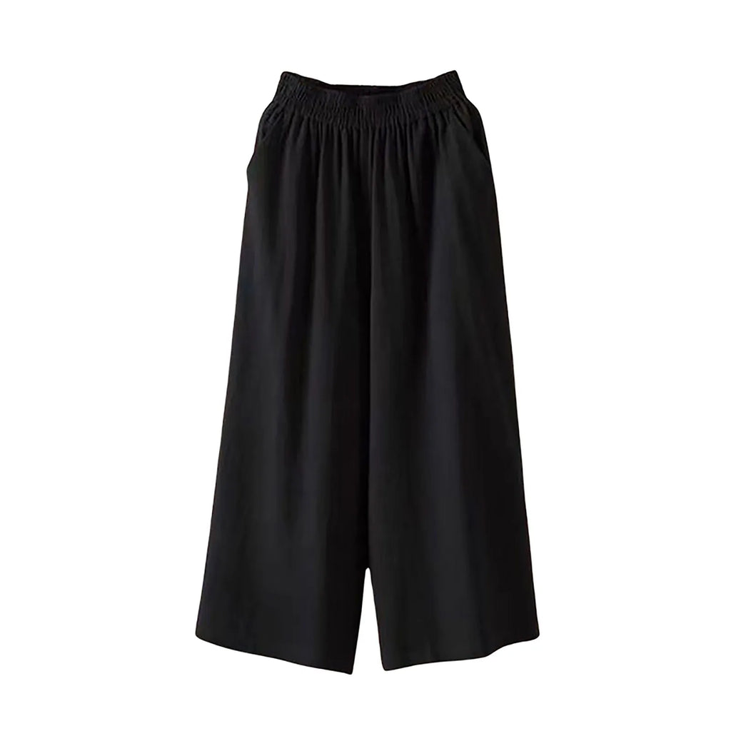 Women's High Waisted Wide Leg Pants - Casual Loose Cropped Trousers