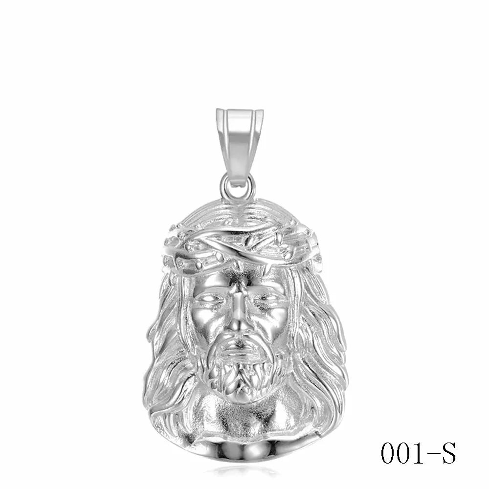 Stainless Steel Titanium God Jesus Human Head Gold Plated Portrait Pendant Necklace With 3Mm Chain For Men Women'S Hip Hop Jewelry