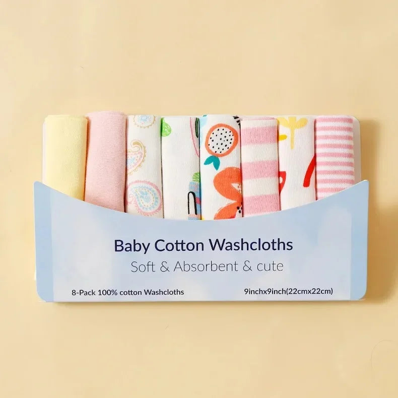 8Pcs Cotton Newborn Baby Towels Set Saliva Towel Nursing Towel Baby Boys Girls Bebe Toalha Washcloth Handkerchief Cloth Wipes