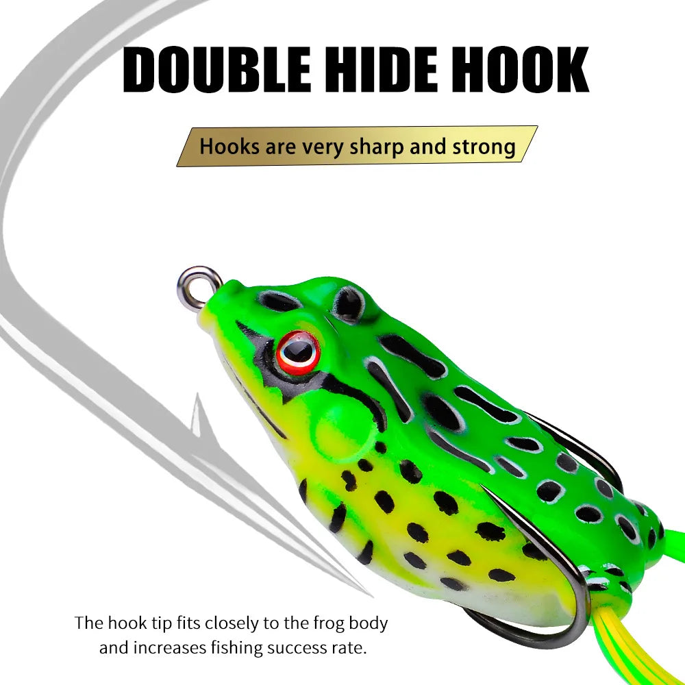 2PCS Soft Silicone Frog Baits, 5G, 8.5G, 13G Plastic Freshwater Fish Baits with Fishhooks, Top Water Rays, Artificial 3D Eyes