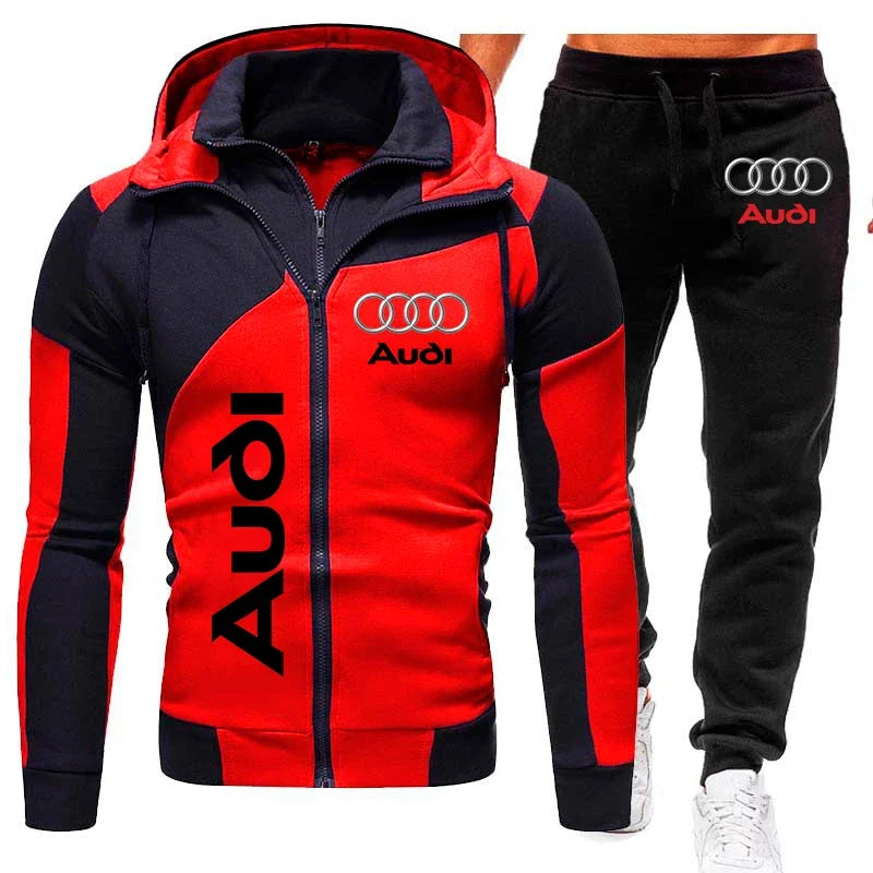 Audi Men's 2-Piece Fleece Tracksuit - Hooded Sweatshirt and Pants