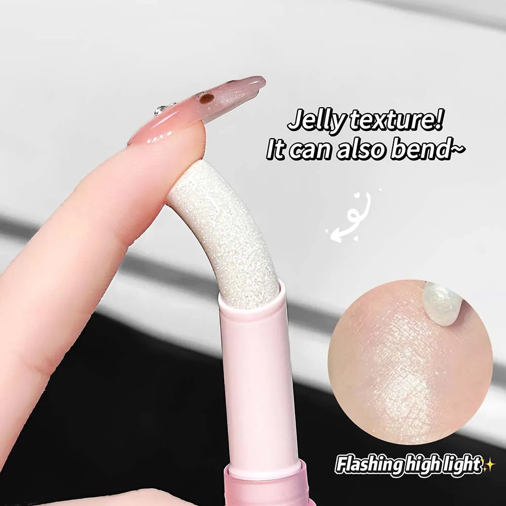 LUCKGO Jelly Eyeshadow Stick Eye Shadow Pen, Waterproof Sweatproof, Not Easy to Break, Pearlescent, Fine Shiny, Lazy Eyeshadow