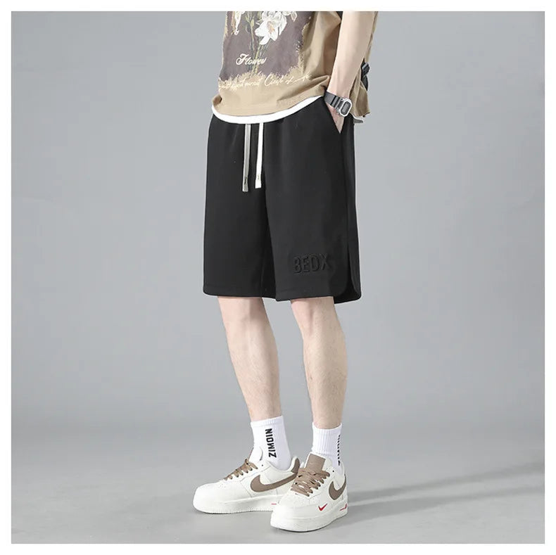 American Style Men's Summer Thin Sporty Loose Fit Casual Shorts Five-Quarter Polyester Fiber Straight Leg Street Style