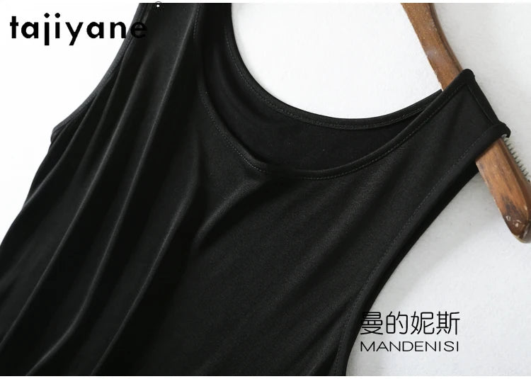 TAJIYANE 70% Mulberry Silk Tank Tops for Woman Elegant Sleeveless Summer Tops 2025 Solid Color Silk Vest Ladies Clothes кроп топ
