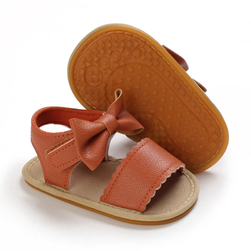 Baby Girl Summer Sandals 0-18 Months Cute Bow Rubber Sole First Walker Casual Comfortable Newborn Sneakers