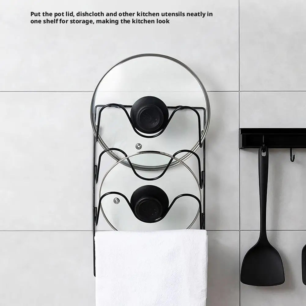 Estante Organizador de Cocina Colgante de Pared para Tapas de Olla, Estante Metálico de Cinco Niveles para Tapas de Olla, Antioxidante, Multifuncional, Estante de Almacenamiento de Tapas de Olla