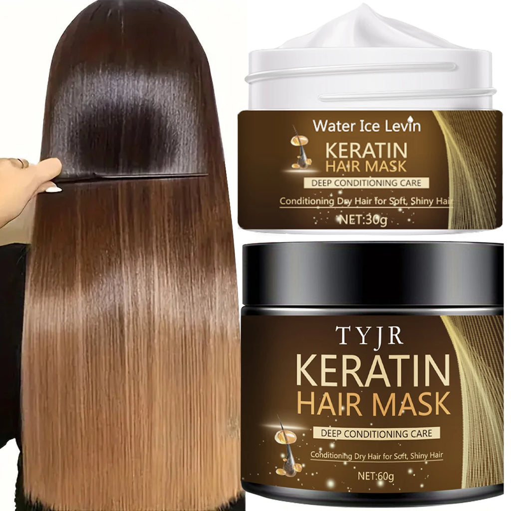 Keratine Magic Hair Mask Protein Straightening Repair Cream for Dry, Frizzy, Damaged Hair Professional Smoothing, Shining, and Deeply Moisturizing Care 60G/30G