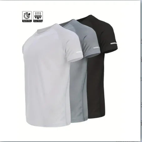Men's Short Sleeve T-Shirt - Slim Fit Sporty Synthetic Fiber Blend