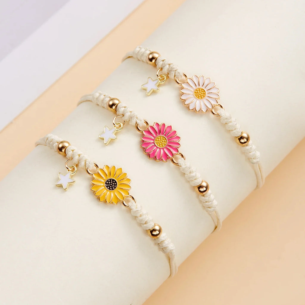 Simple Handmade Braided Sunflower Bracelets for Women, Colorful Adjustable Friendship Good‑Luck Fashion Jewelry Gift