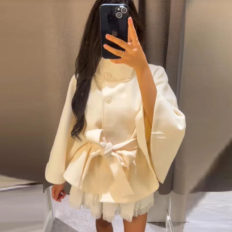Stand Collar Women Winter Woolen Coat 2025 Spring Single Breasted Loose Female Long Sleeve Jacket Office Lady Street Short Coats