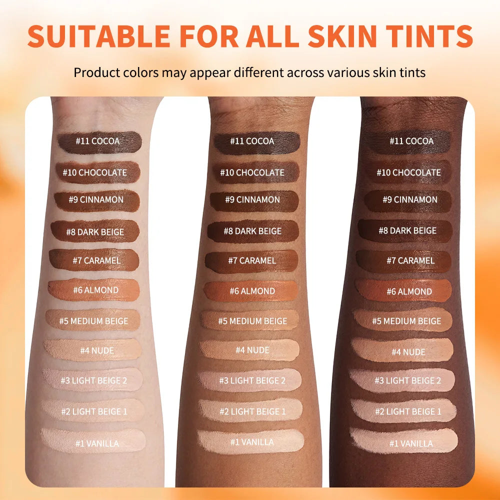 2-in-1 Liquid Foundation & Concealer Buildable Coverage Velvet Matte Finish Long Lasting Sweat Resistant Natural Face Makeup