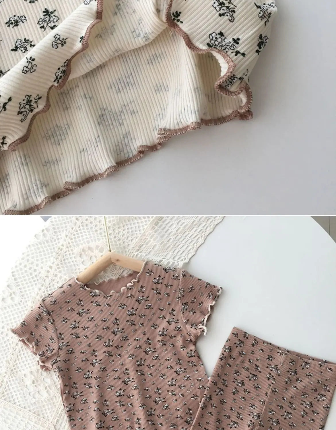 2026 Summer Fashion New Short Sleeve Round Neck Flower Printed T-shirt Top+Pants 2 Piece Set Kids Casual Home Clothes