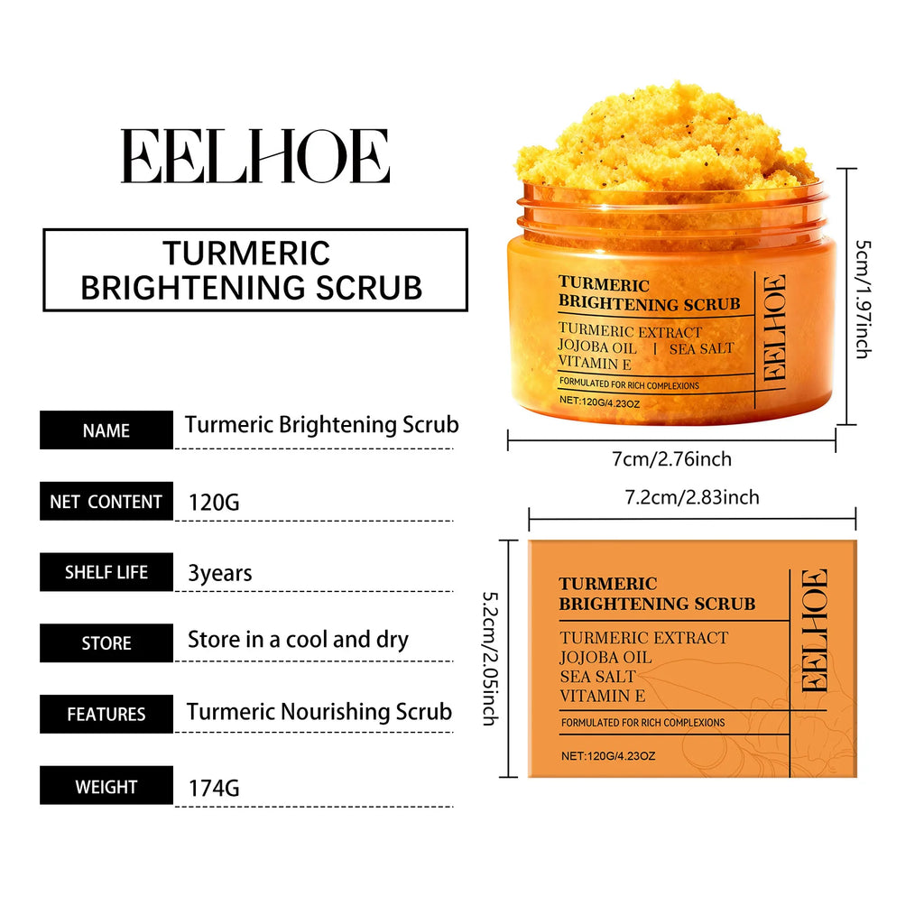EELHOE Turmeric Scrub Lighten Skin Brightening Products Full Body Cleaning Dead Skin Remover Smooth Sea Salt Exfoliating Scrub