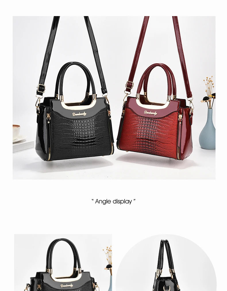 Stylish senior crocodile print women's handbag, temperament all large capacity single shoulder crossbody bag