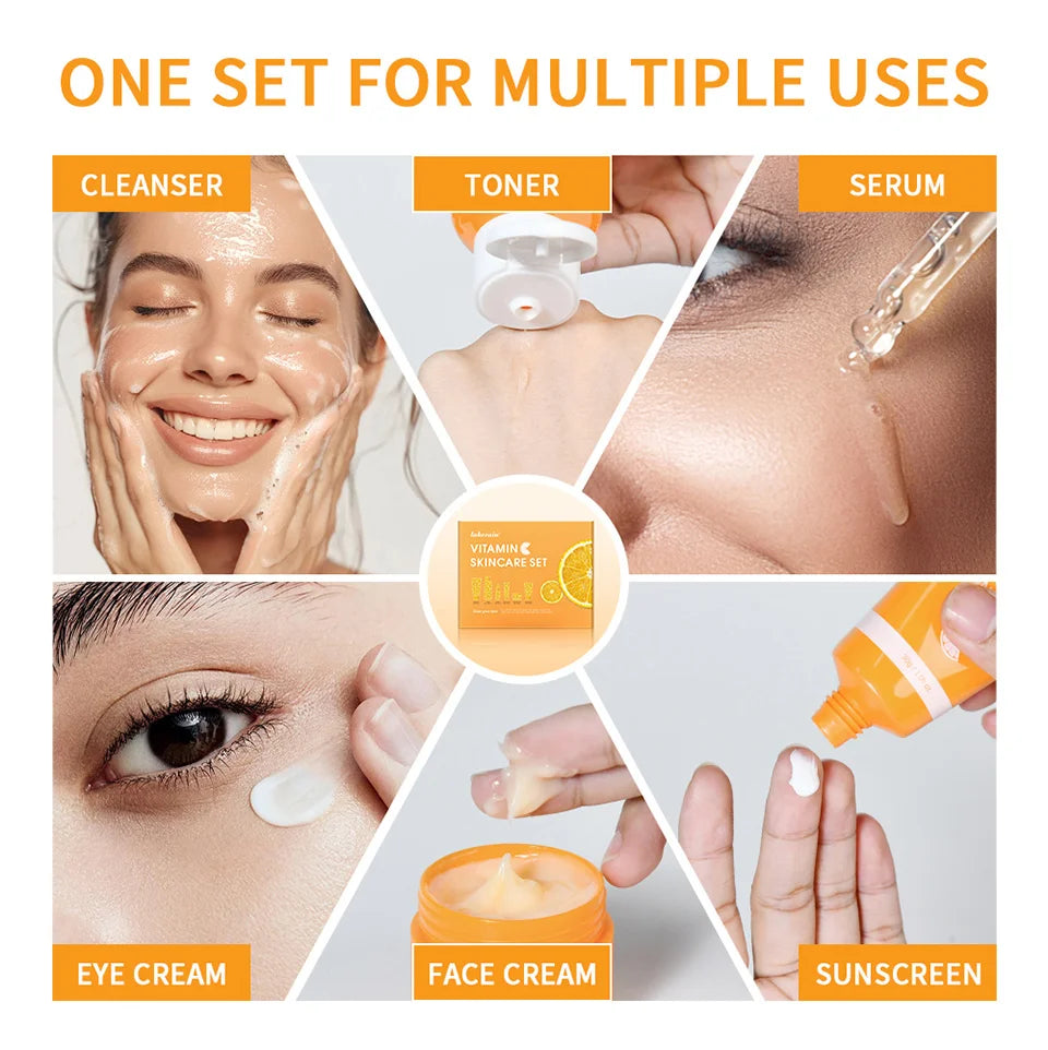 Vitamin C Enriched Skin Care Set - Combat Pigmentation & Fine Lines with Complete Routine Smooth Wrinkles, and Nurture Your Skin