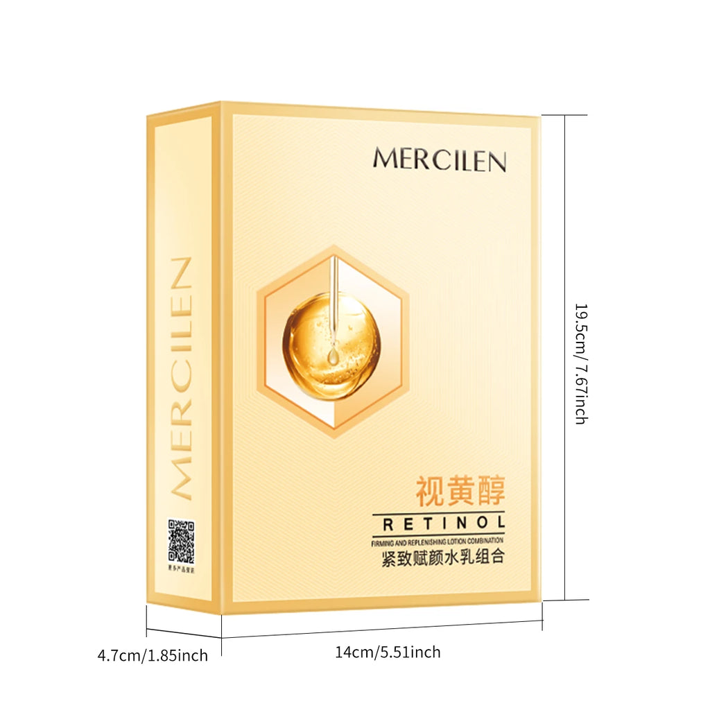 Mercilen Retinol Water-Lotion Combination Set 150Ml+130G, Daily Skincare Set, Rich in Hyaluronic Acid and Niacinamide, Brightening and Firming Care for Sensitive Skin, Premium Gift Box, Ideal Holiday Gift for Friends or Mothe