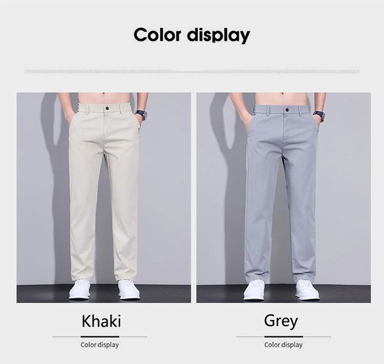 Spring Summer Thin Mens Pants Straight Business Casual Pants Ice Silk Quick Dry Breathable Korean Trousers Fashion Men Clothing
