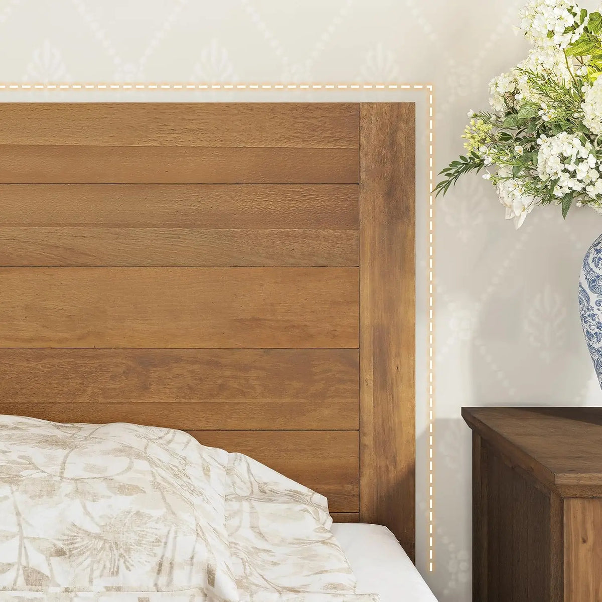 King Size Bed Frame with Headboard, Dark Wood | 800lb Heavy Duty, 10 Reinforced Legs, 14-Node Interlocking Slats, Noise-Free