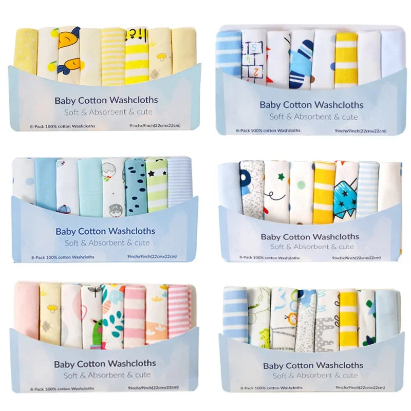 8Pcs Cotton Newborn Baby Towels Set Saliva Towel Nursing Towel Baby Boys Girls Bebe Toalha Washcloth Handkerchief Cloth Wipes