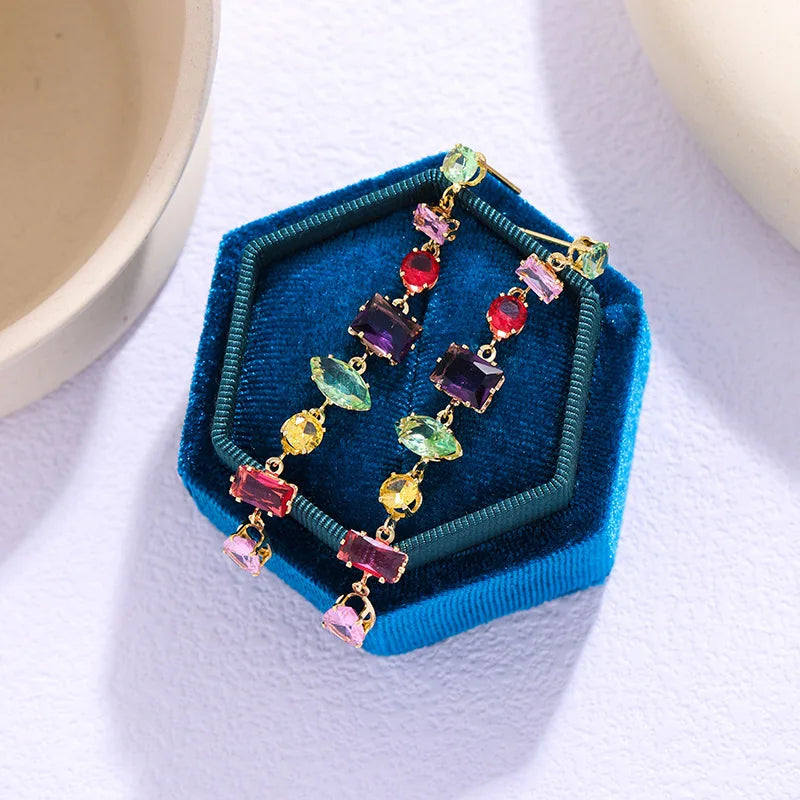 Brand 18K Gold Plated Colorful Crystal Zircon Necklace For Women Luxury Jewelry Accessories