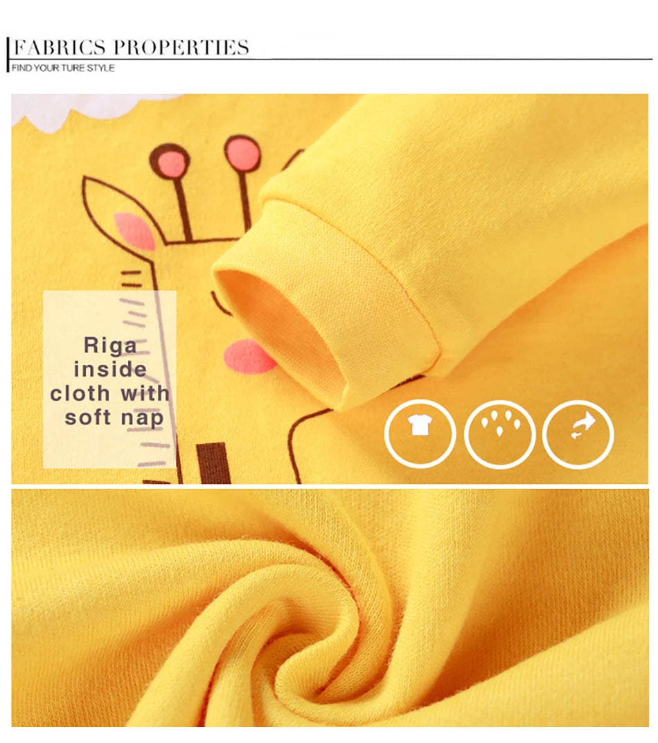 Cartoon Unicorn Animal Sleepwear Children Pajamas Sets Unisex Kids Autumn Clothing Durable Soft Warm Comfort for Every Day Use