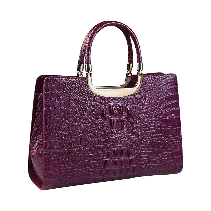 2026 New Ladies Large Tote Business Bag Luxury Leather Crocodile Pattern High Capacity Handbag Single Shoulder Bag for Women