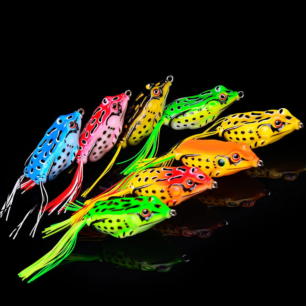 2PCS Soft Silicone Frog Baits, 5G, 8.5G, 13G Plastic Freshwater Fish Baits with Fishhooks, Top Water Rays, Artificial 3D Eyes