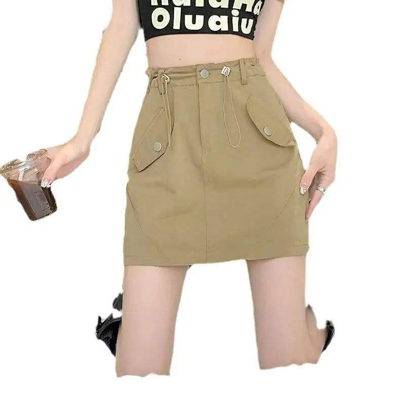 ay Denim  Skirt Women's Summer New High Waist Slimming Hot Girl A-Line Bodycon ort Skirt Trendy Workwear Skirt