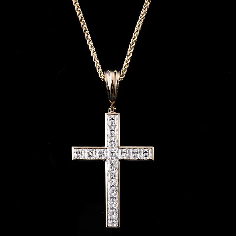 Provence Religion Cross Pendant 14K 18KGold DEF/VS Lab Diamonds Luxury Hip Hop Style Pendant Christianity jewelry Custom