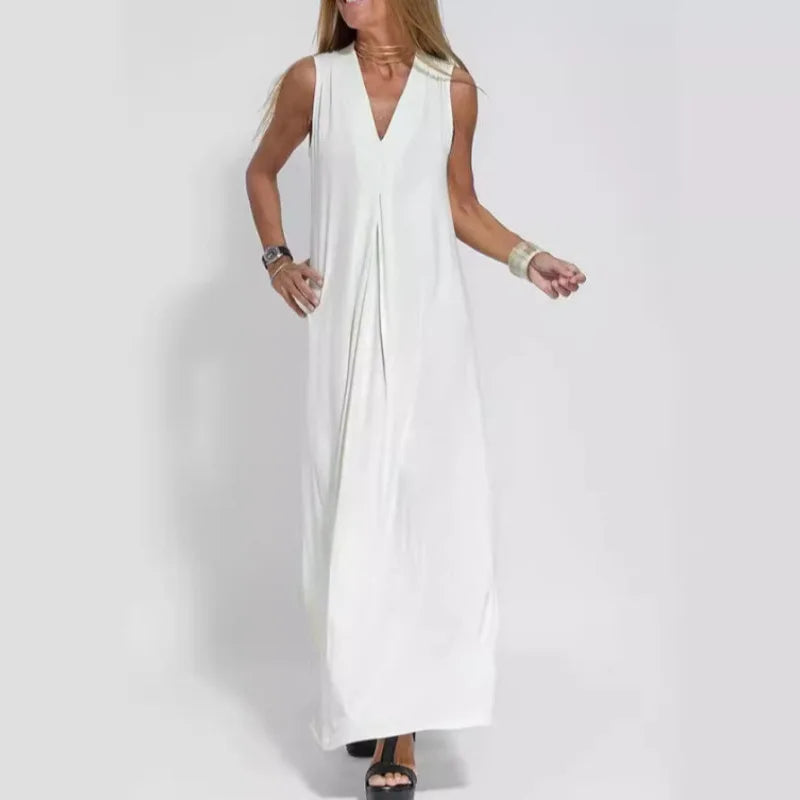 Spring Summer 2026 New Style Pure Color V-Neck Pullover Dress Cardigan Set Women's Versatile Long Skirt Casual Comfortable