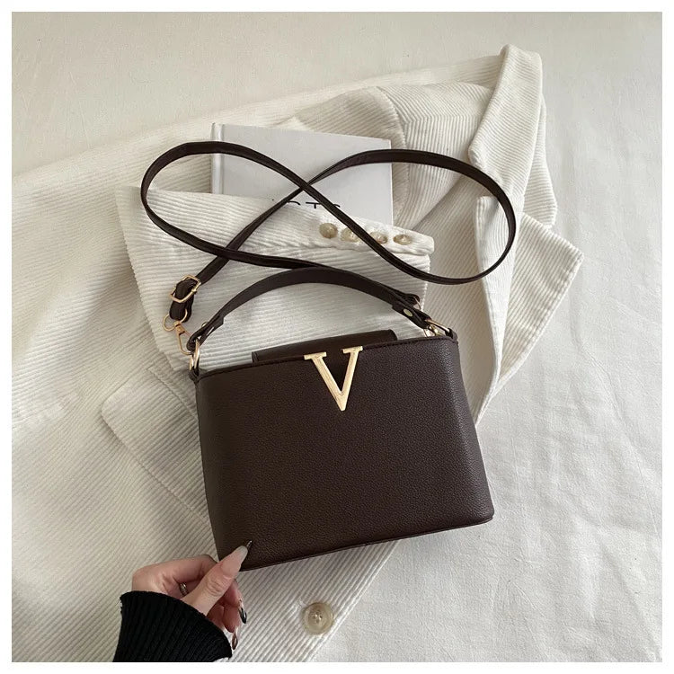 Minimalist Square Shoulder Bag - Women's PU Crossbody Handbag
