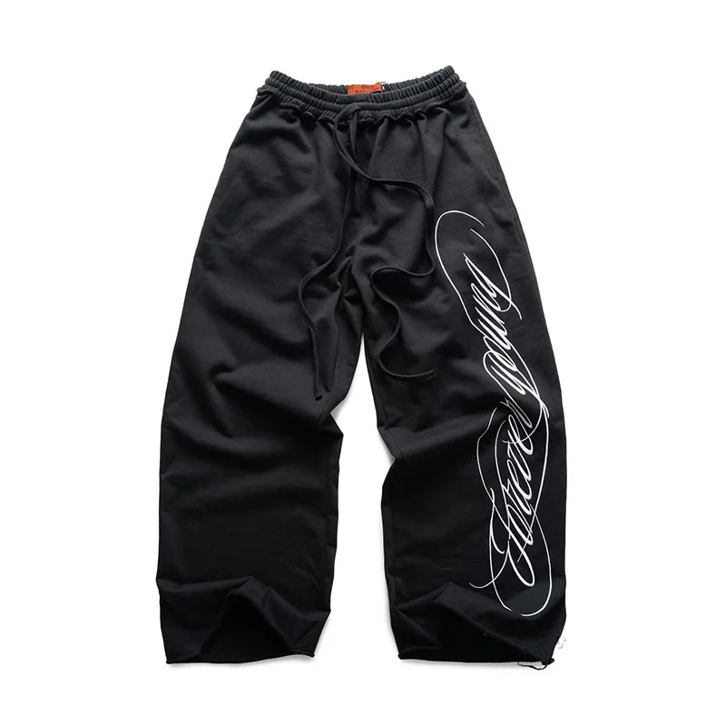 Y2K American Hip-Hop Letter Printed Streetwear Men And Women'S Personalized Retro Jogger Loose Wide-Leg Oversize Casual Pants