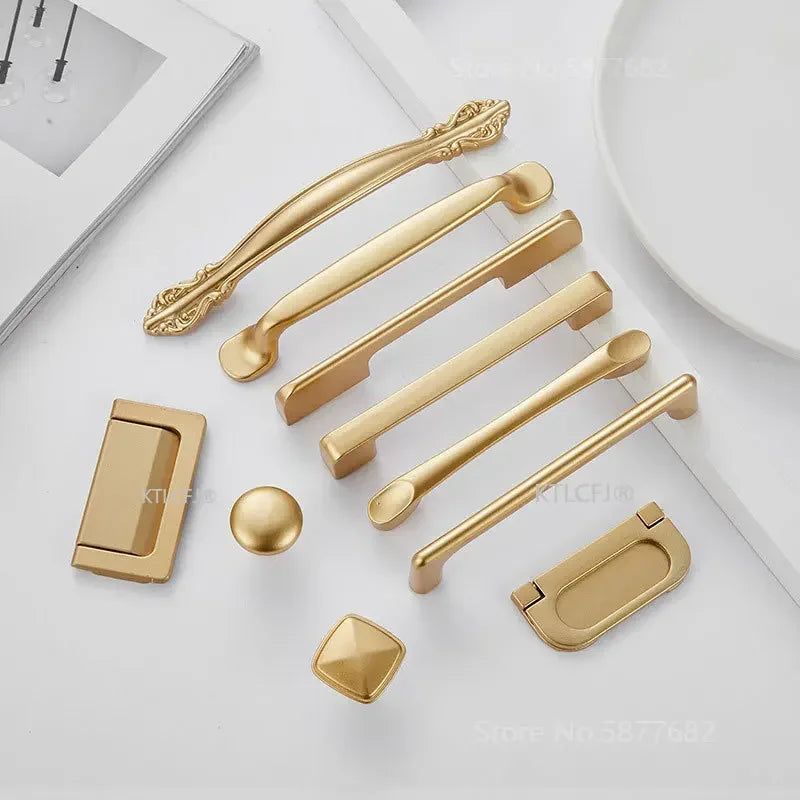 Kitchen Cupboard Knob Square U Type Gold Cabinet Drawer Pull Closet Door Hardware European Fashion Aluminum House Handle