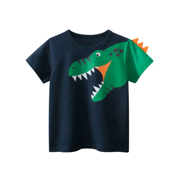 Tsaujia Boys' Short Sleeve Cotton T-Shirt - Cartoon Print Active Top