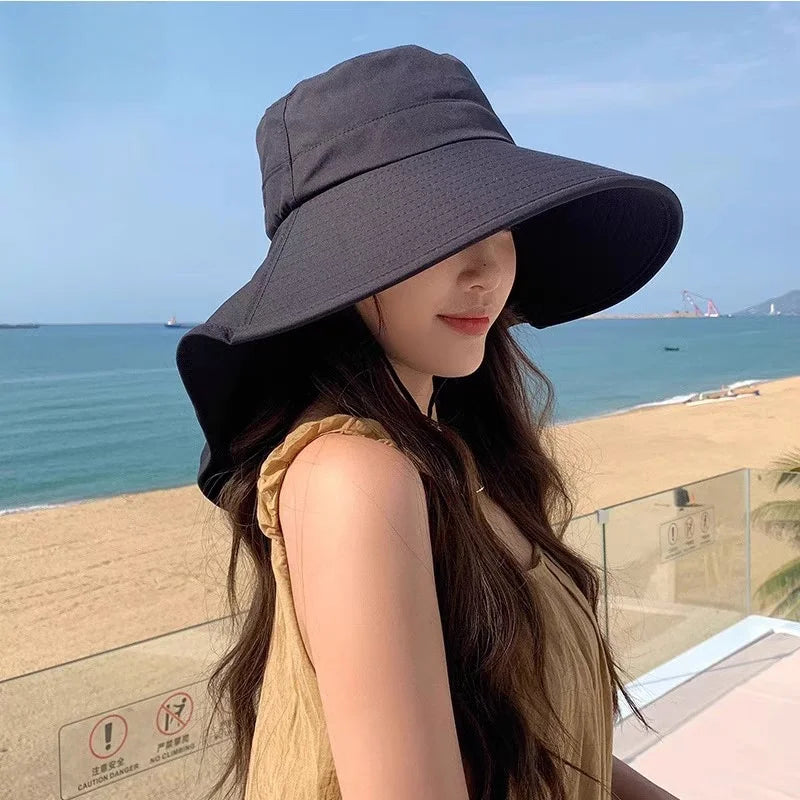 Women's Wide Brim Sun Hat Foldable With Neck Cover For Hiking And Fishing Outdoors