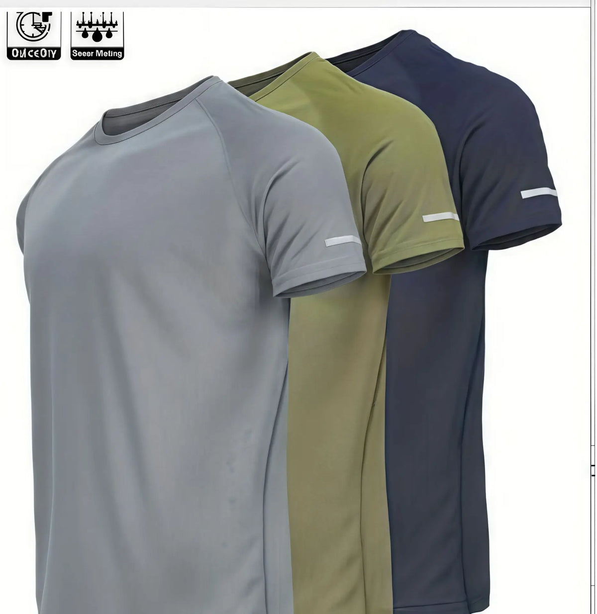 Men's Short Sleeve T-Shirt - Slim Fit Sporty Synthetic Fiber Blend