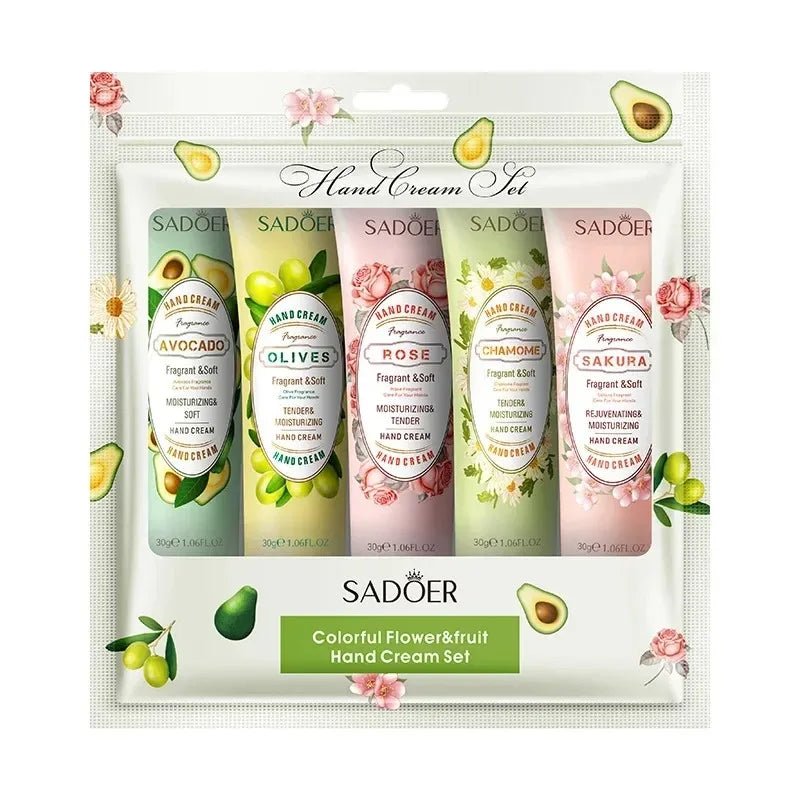 Fruit Plant Fragrance Hand Cream Set For Dry Hands Moisturizing Repairing Anti Drying 5 Piece