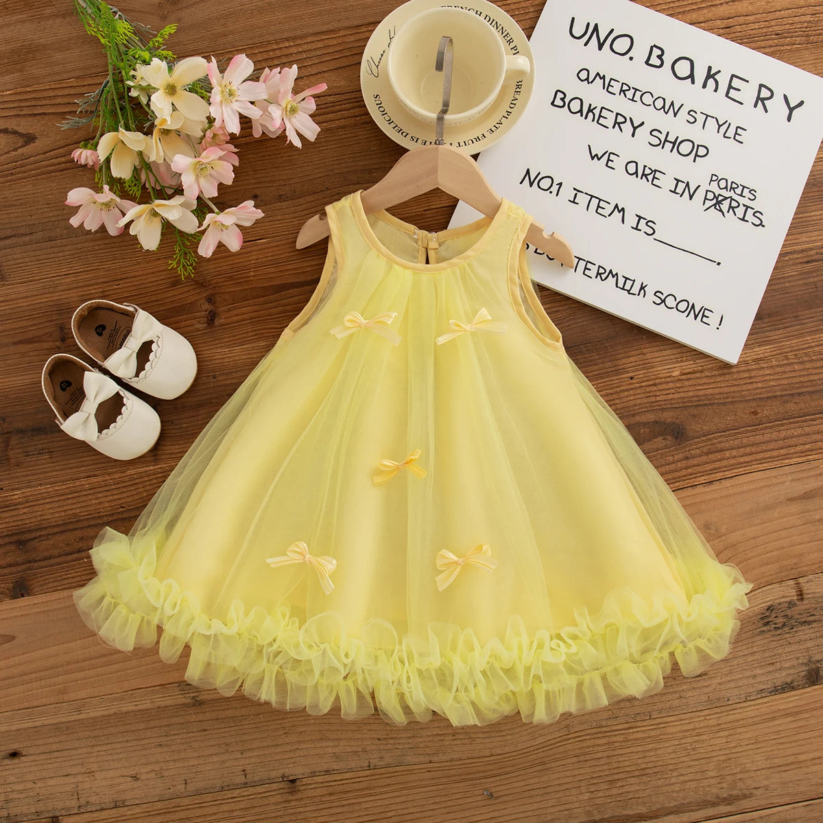 Baby Girl Princess Bow Dress Sleeveless Chiffon Ball Gown 9M-4Y
