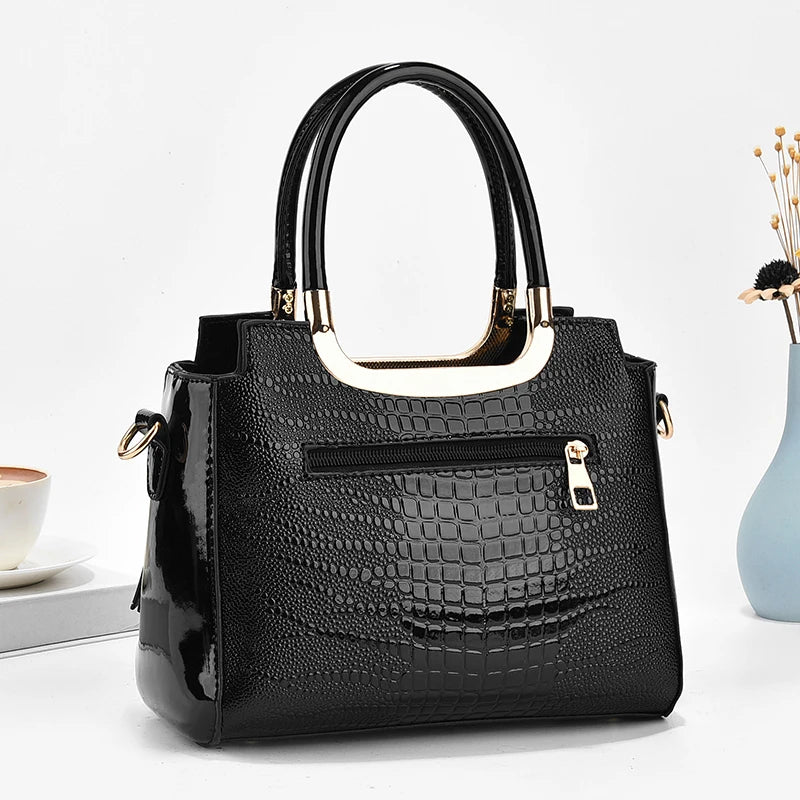 Stylish senior crocodile print women's handbag, temperament all large capacity single shoulder crossbody bag