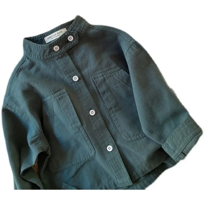 OUOBOUOKID Children's Unisex Cotton Long Sleeve Shirt - Solid Color