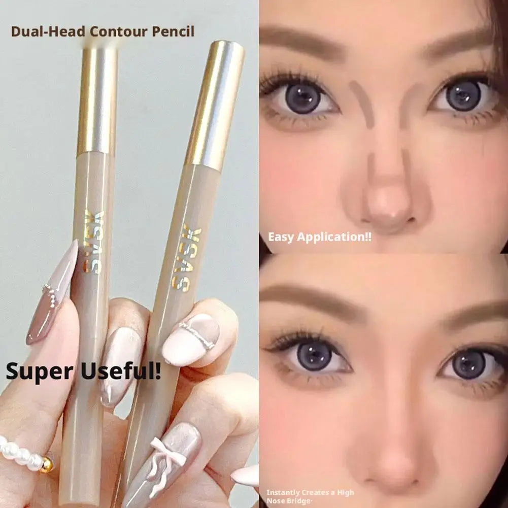 3D Contouring Pen Matte Bronzer Stick Nose Shadow Contour Pen With Brush  Long Lasting Waterproof Cream-Textured Nose Shadow Pen