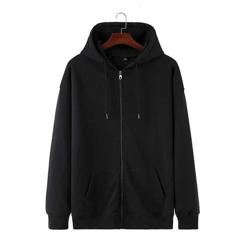 Trendy Brand Burgundy Hooded Sweatshirt Spring and Autumn 2025 Men and Women Solid Color Zipper Cardigan Retro Top Men Ins Trend