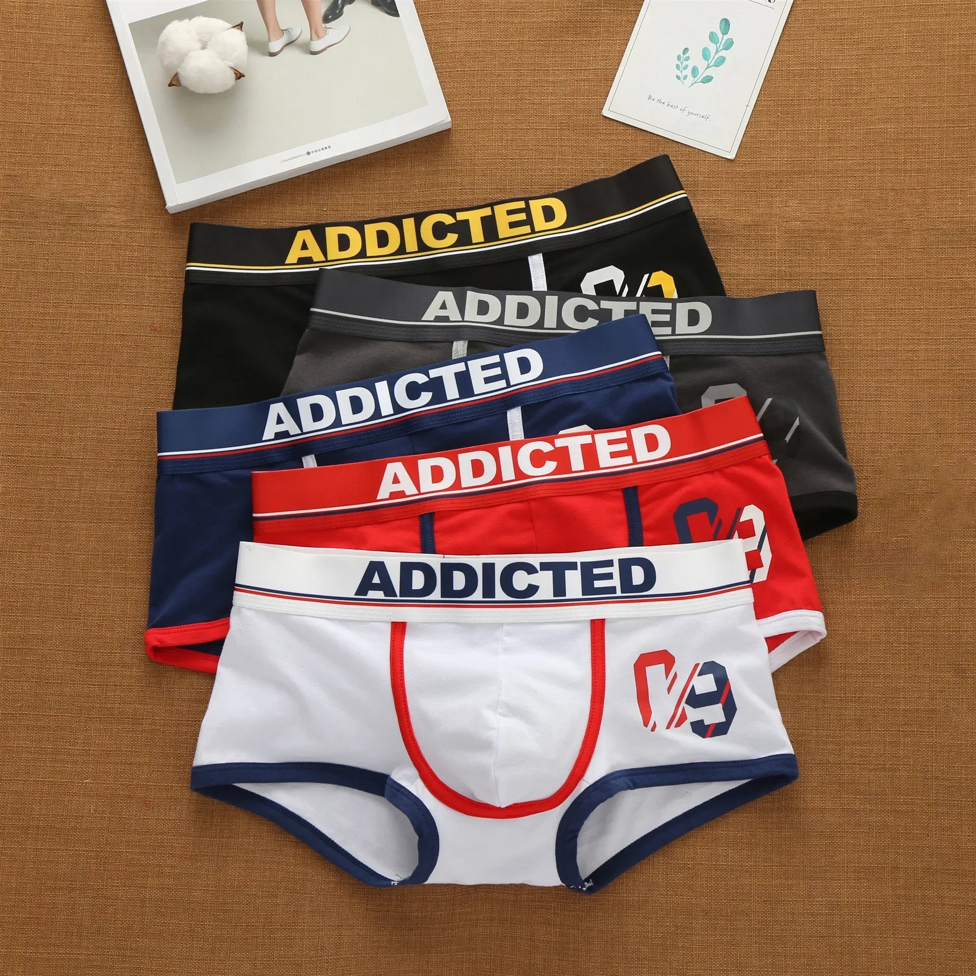 Men'S Korean Letter Pure Cotton Low Waist Underwear Elastic Style Fashion Trendy Flat Corner Pants