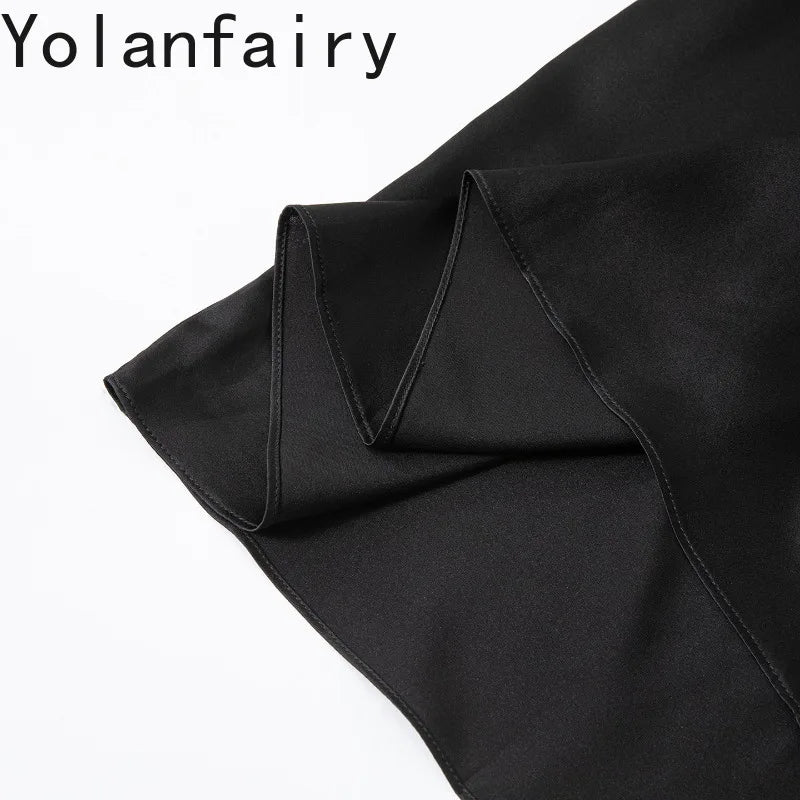 YOLANFAIRY 93% Real Mulberry Silk Pajamas for Woman 2026 Spring Summer High-end Sets Woman 2 Piece Short Sleeve Pijamas De Mujer