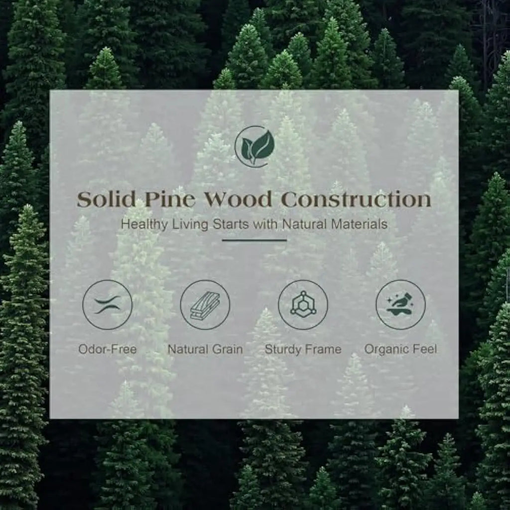Minimalist Queen Bed Frame in Dark Brown Pine Wood | Noise-Free Platform Design | No Box Spring Required | 30-Min Easy Assembly