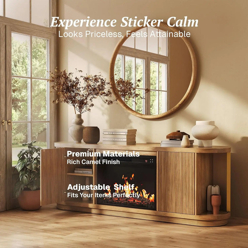 67" TV Stand Electric Fireplace Heater Entertainment Center Living Room Furniture, Customized