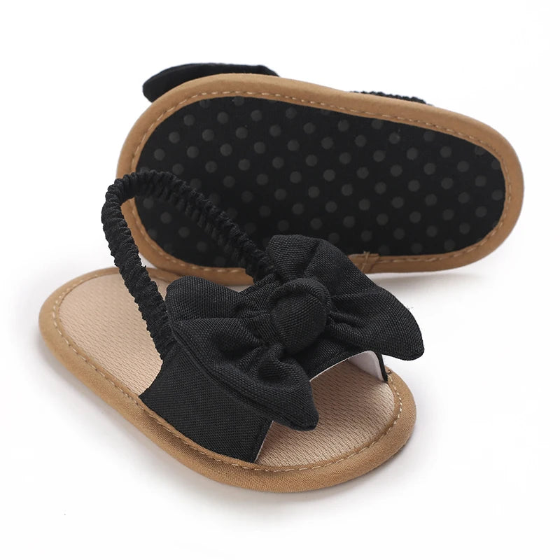Baby Girls First Walker Sandals - Butterfly Knot Soft Cotton Sole
