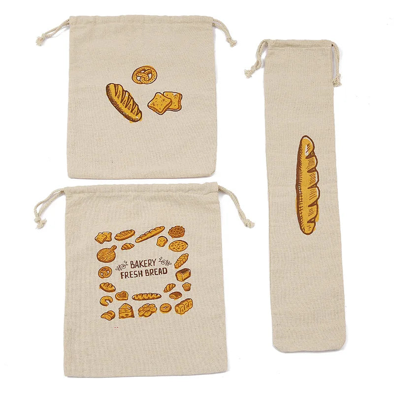 Bolsas de lino de algodón para pan, bolsas reutilizables con cordón para pan de molde, bolsas de lino para almacenar pan artesanal, bolsas de lino para baguette, se puede imprimir el logotipo